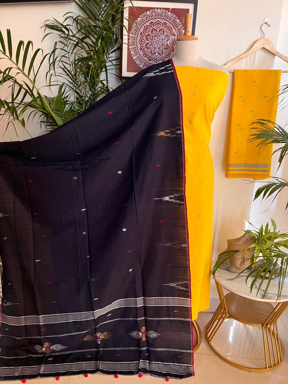 HANDLOOM COTTON KURTA WITH LINEN JAMDANI DUPATTA