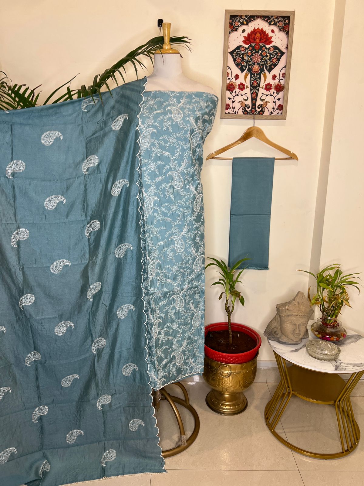 CHANDERI SILK THREE PIECE SET