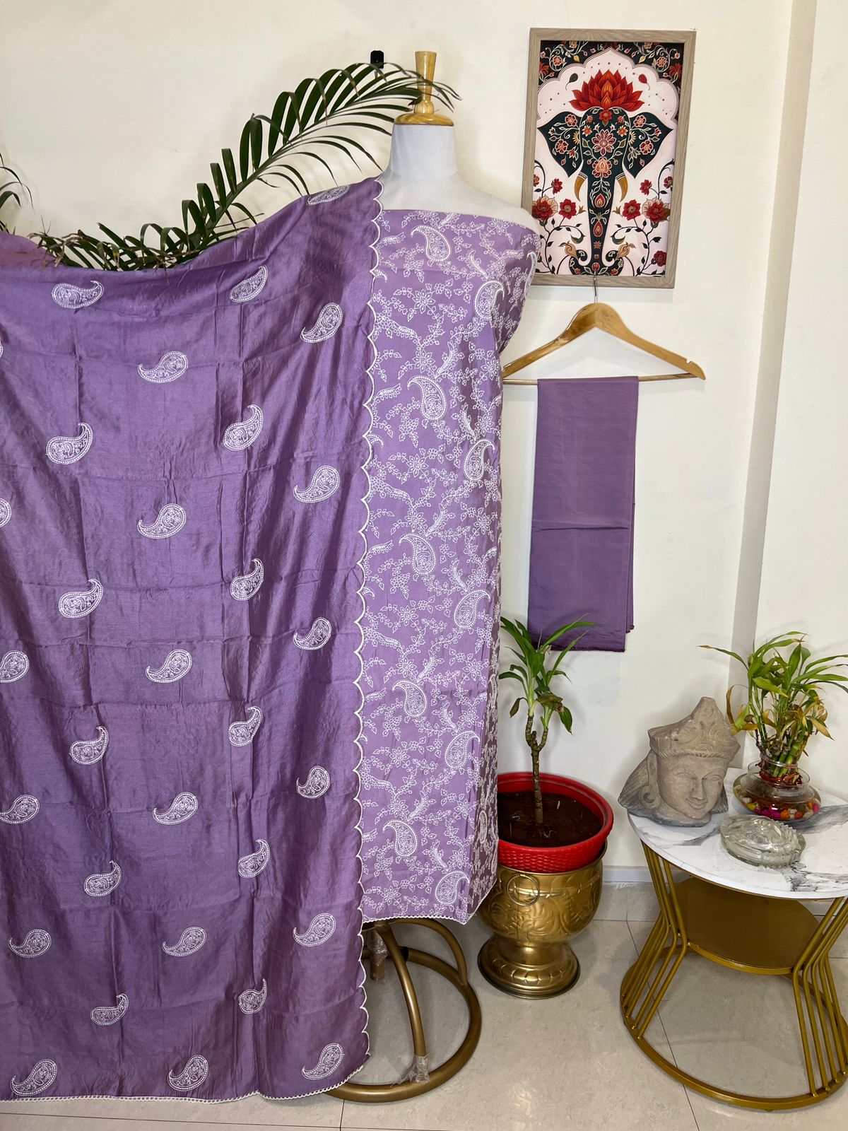 CHANDERI SILK THREE PIECE SET