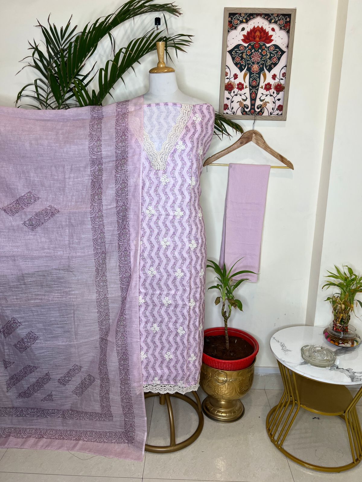 SEMI LINEN THREE PIECE SET