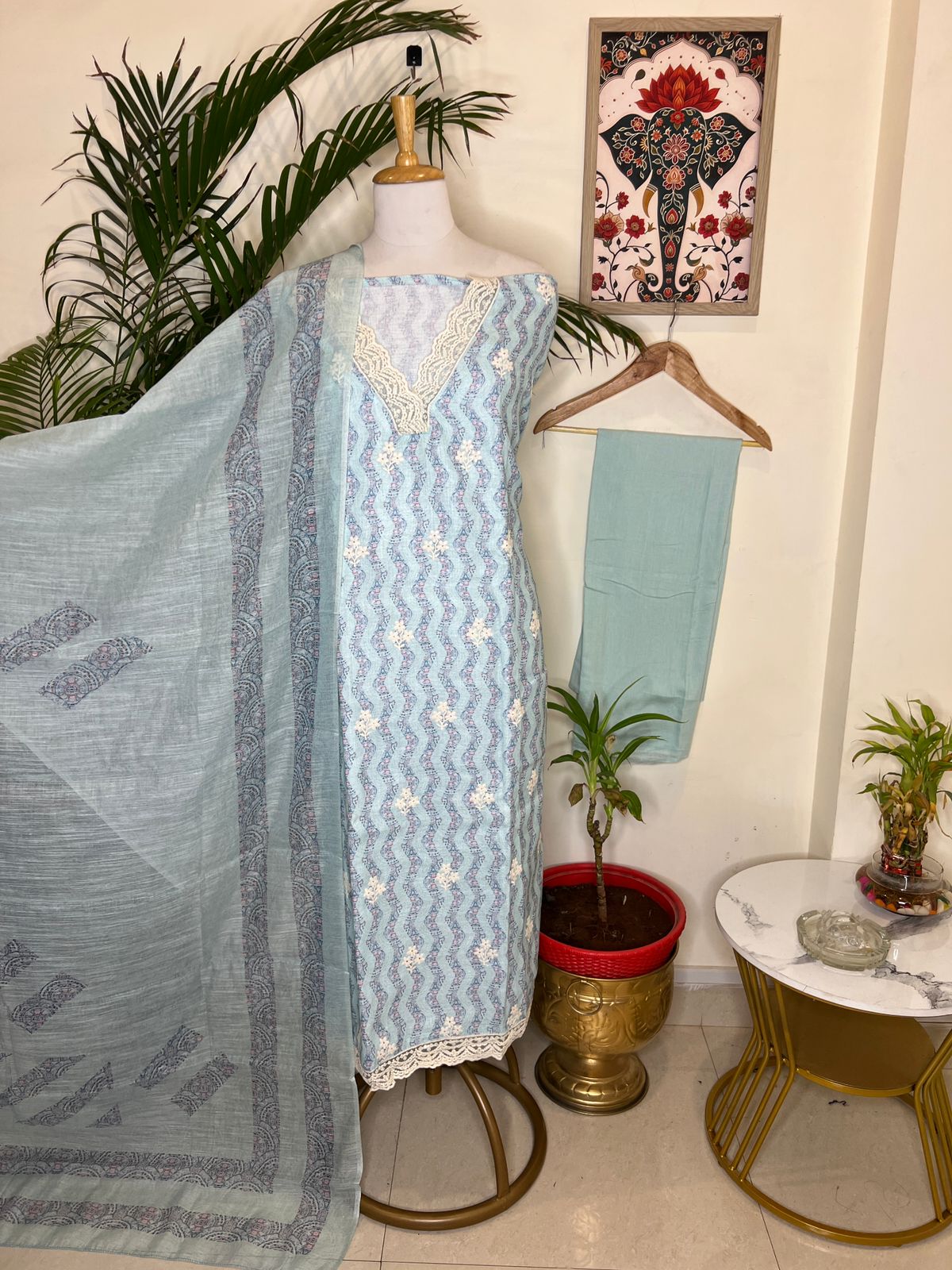 SEMI LINEN THREE PIECE SET