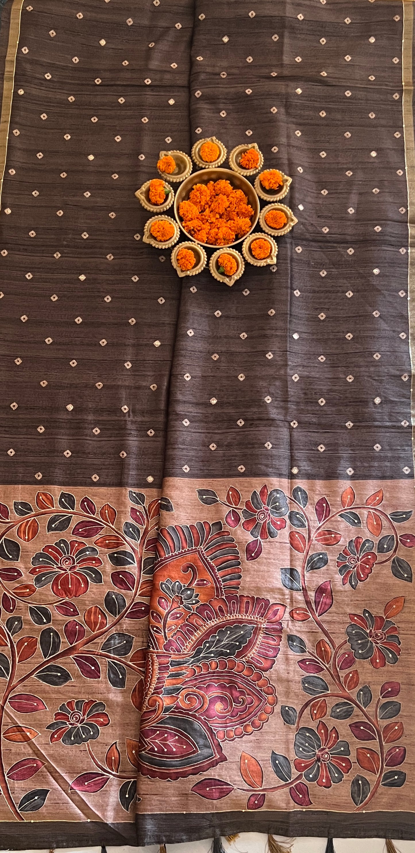 SEMI TUSSER BANDHANI SAREE