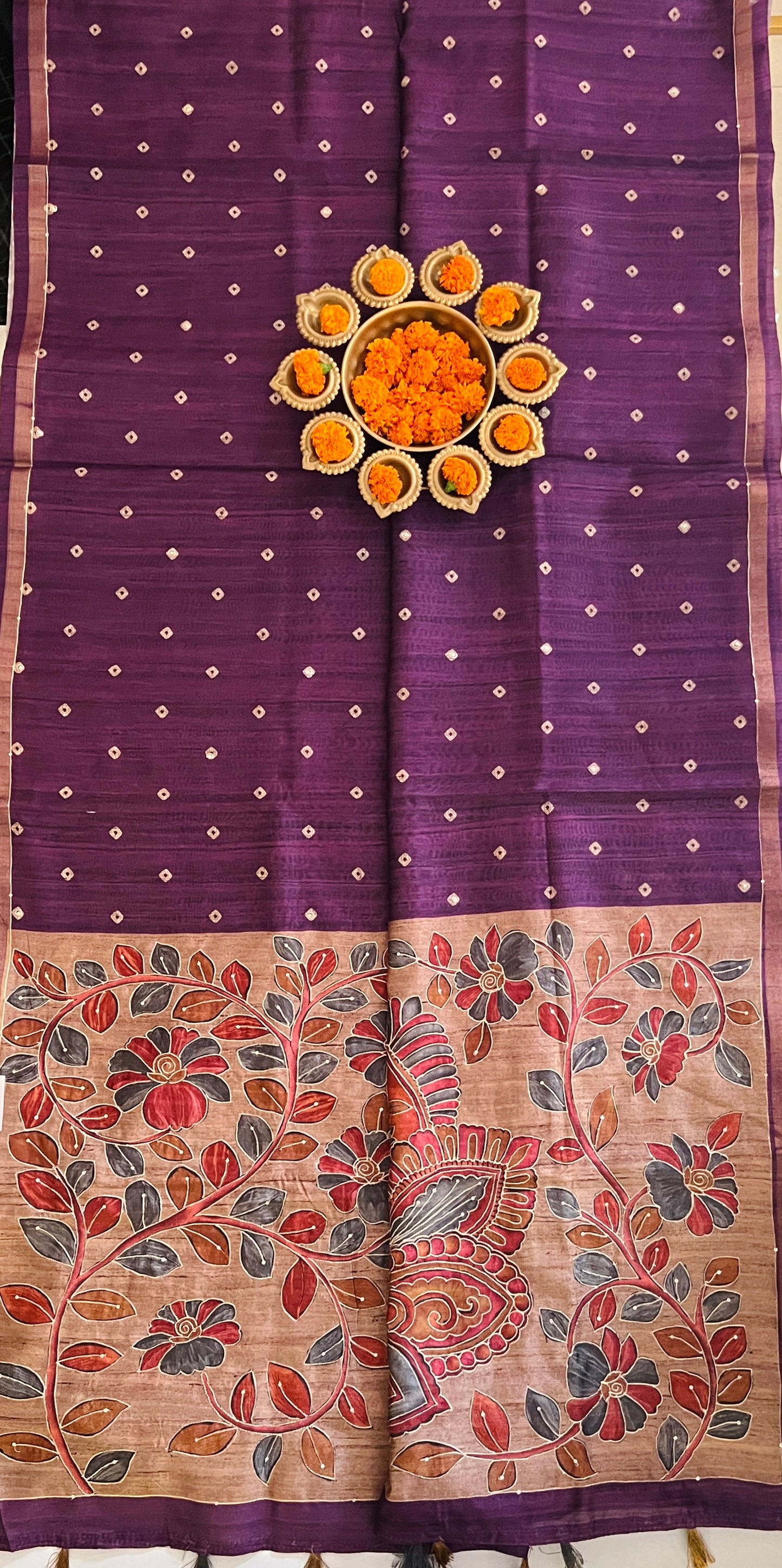 SEMI TUSSER BANDHANI SAREE