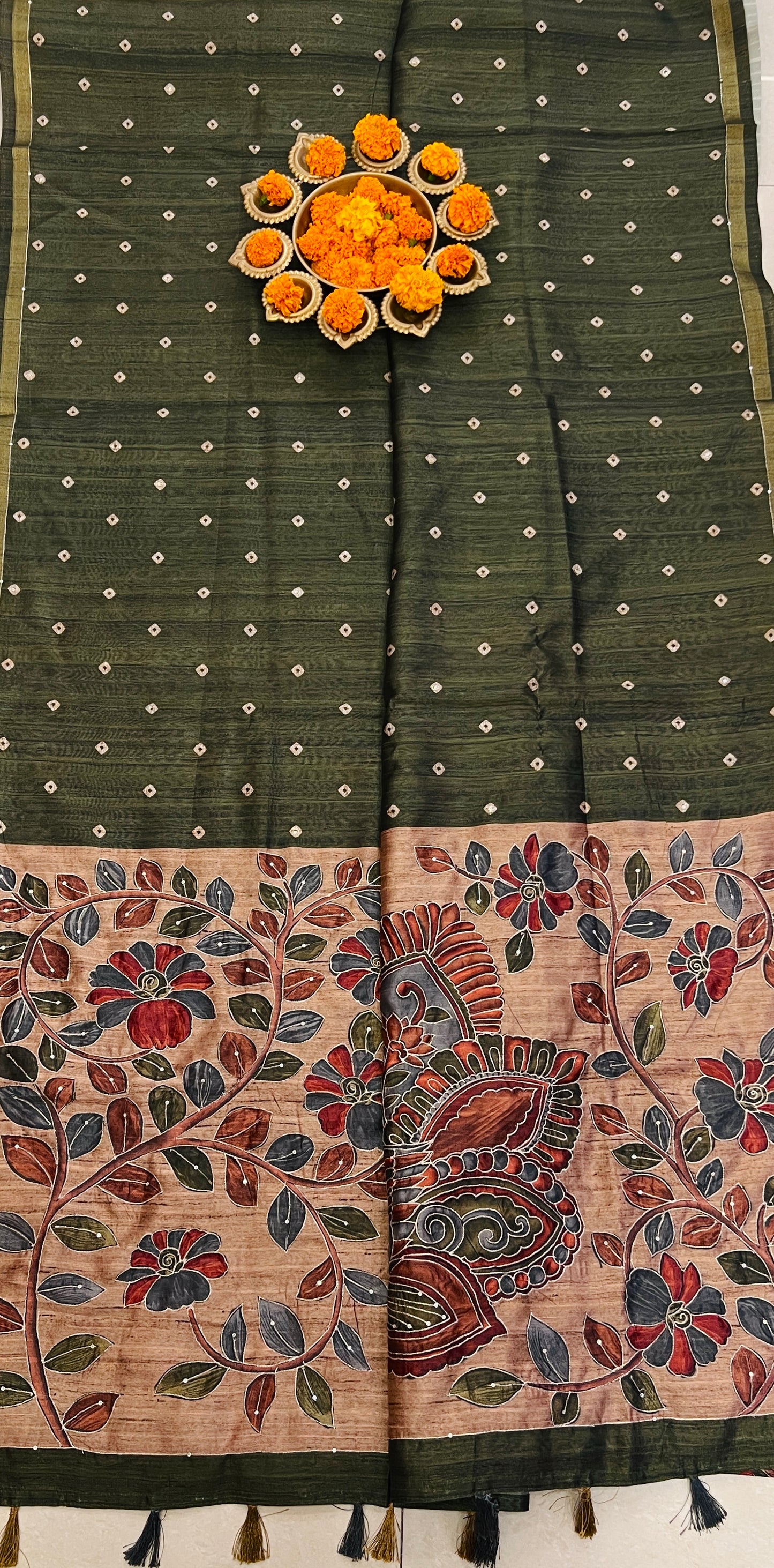 SEMI TUSSER BANDHANI SAREE