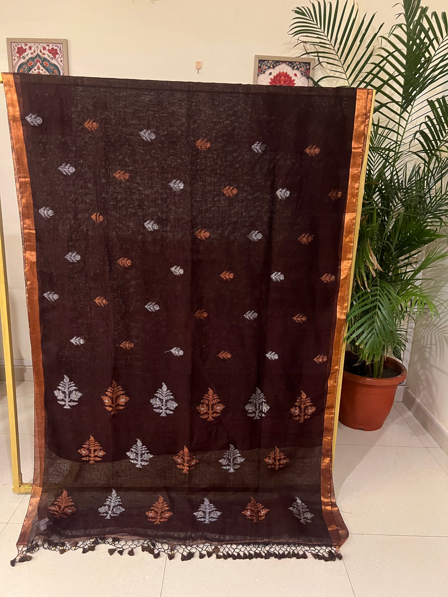 LINEN JAMDANI SAREE (PH4759)