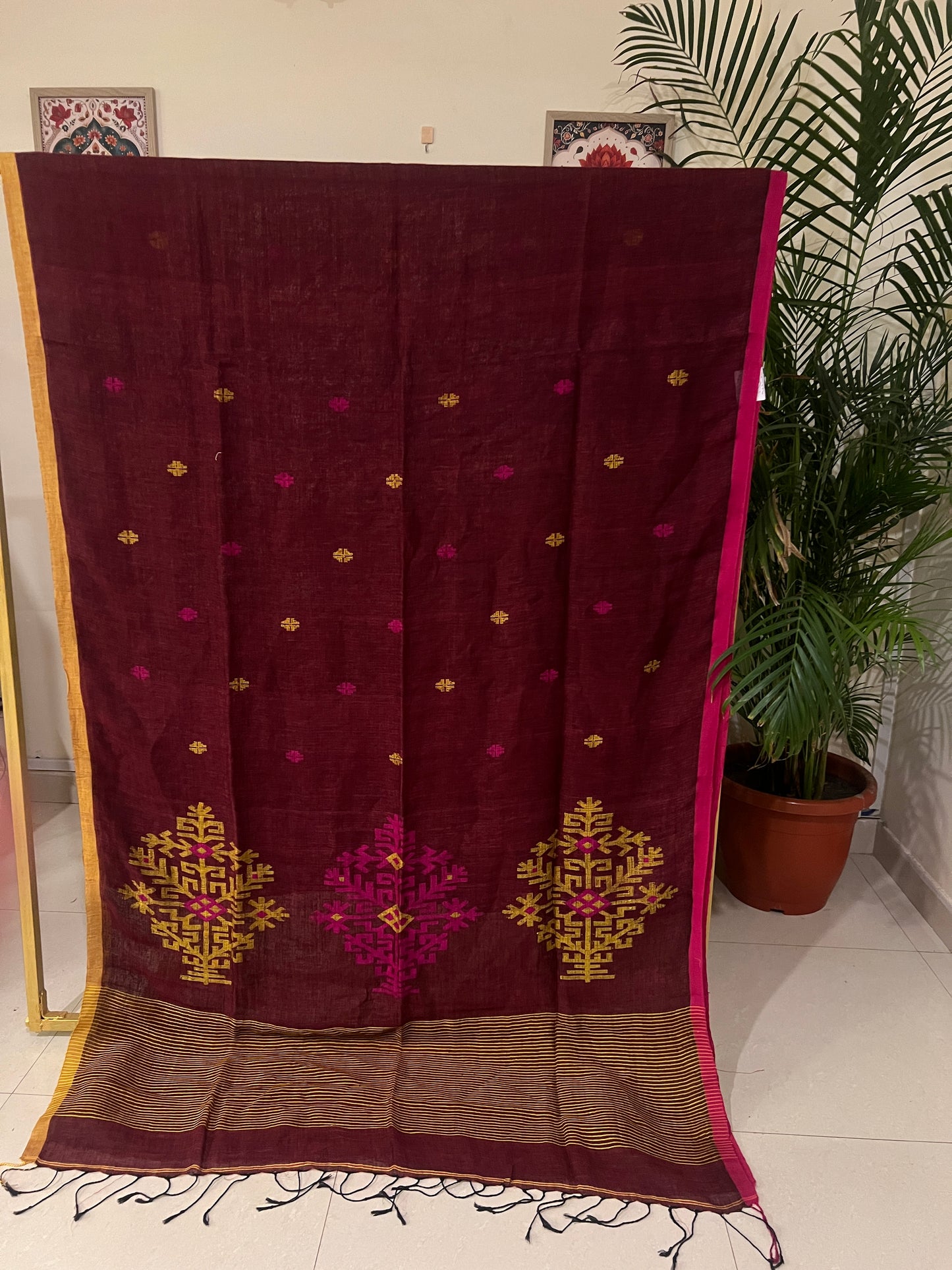 LINEN JAMDANI SAREE (PH4760)