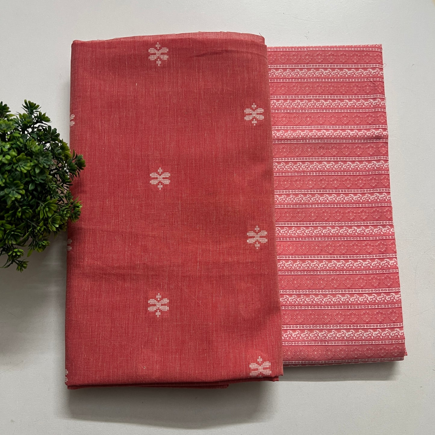 Soft Handloom Cotton With Pure Cotton Hand Block Print Combo Set (PH8564)