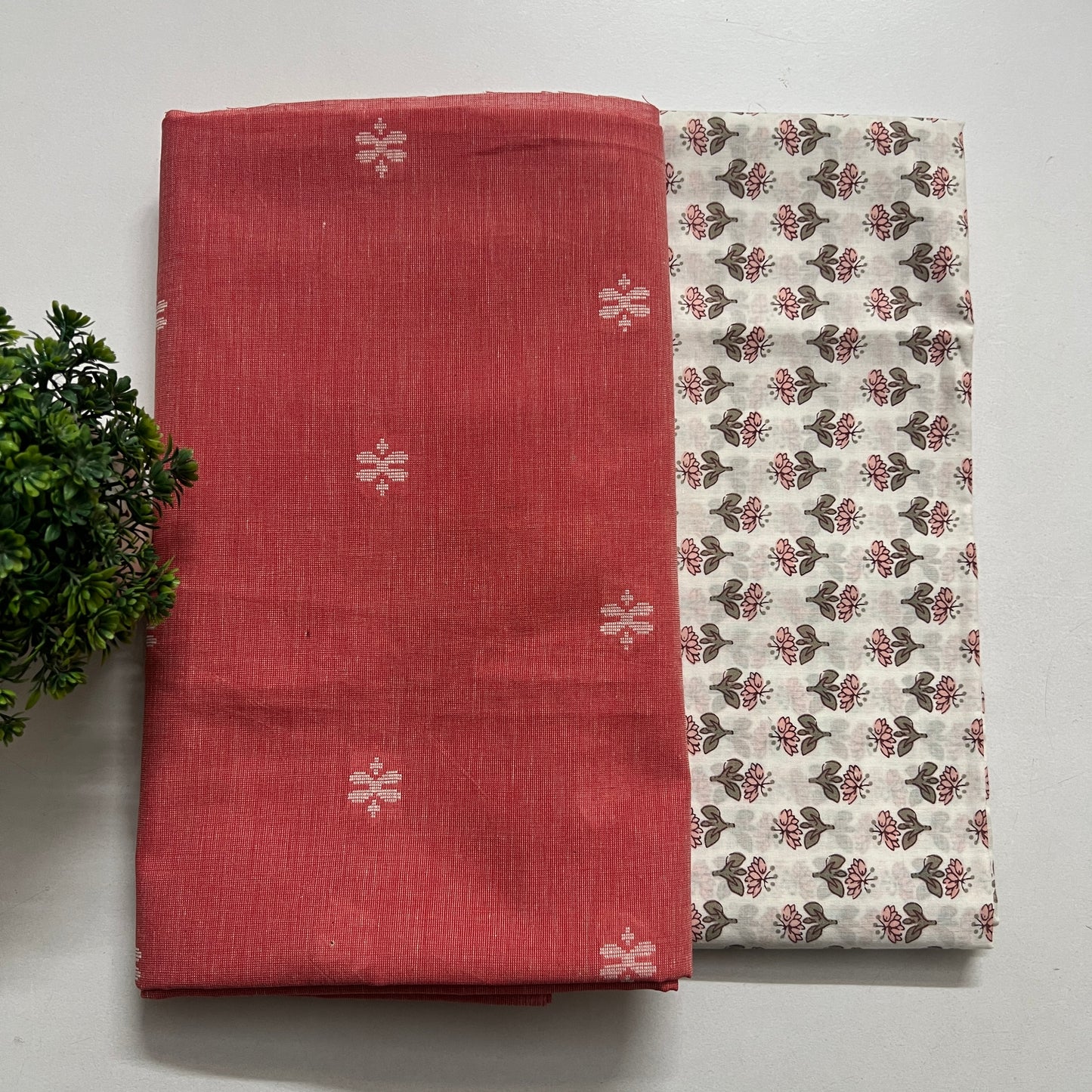 Soft Handloom Cotton With Pure Cotton Hand Block Print Combo Set (PH8567)
