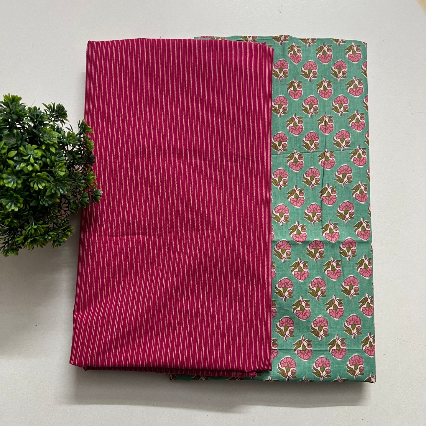 Soft Handloom Cotton With Pure Cotton Hand Block Print Combo Set (PH8569)