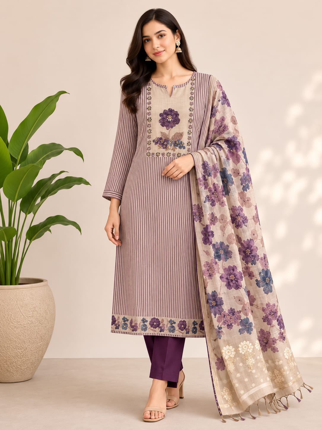SLUB CHANDERI SUIT (PH9023)