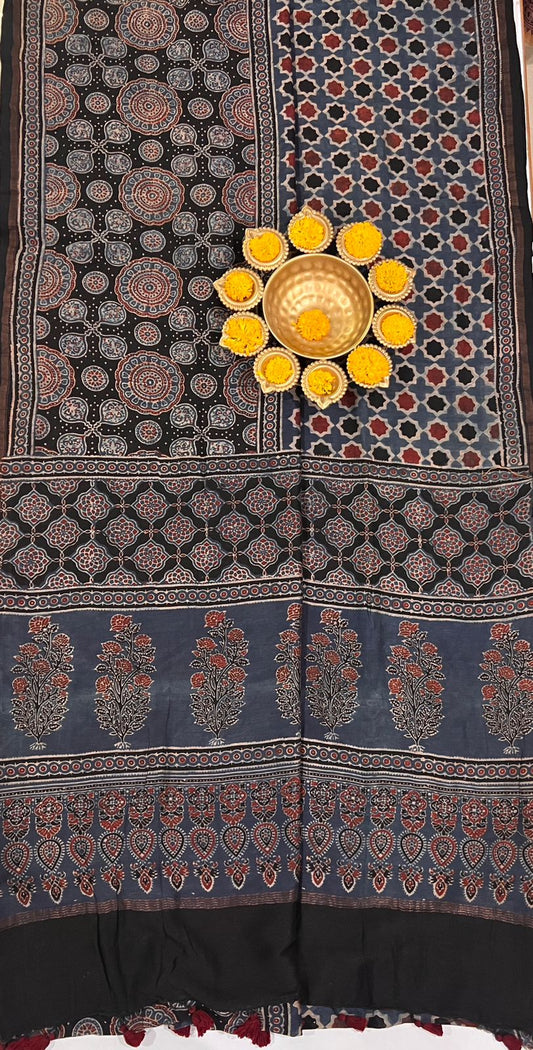 AJRAKH CHANDERI SILK SAREE