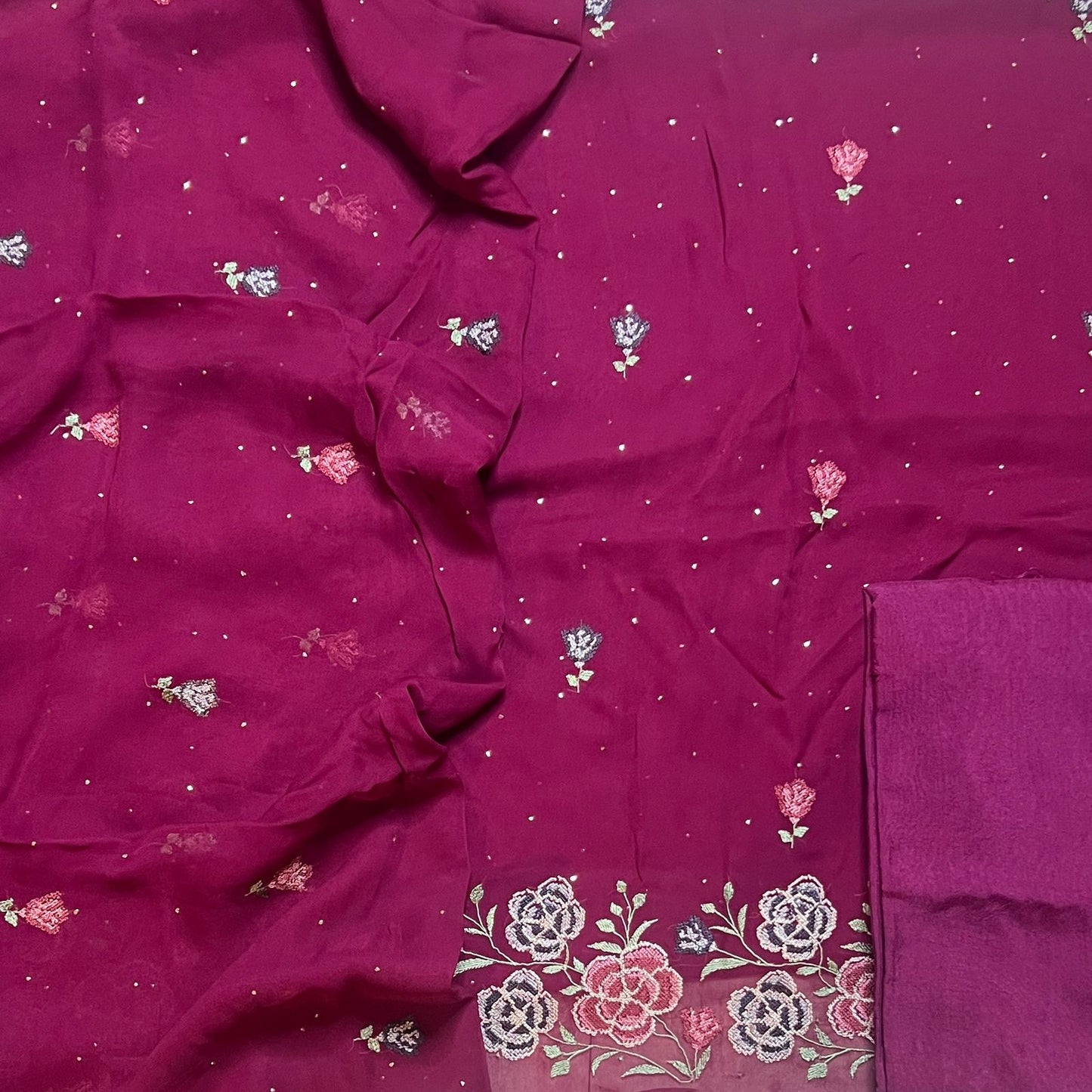 GEORGETTE MUKESH WORK KURTA