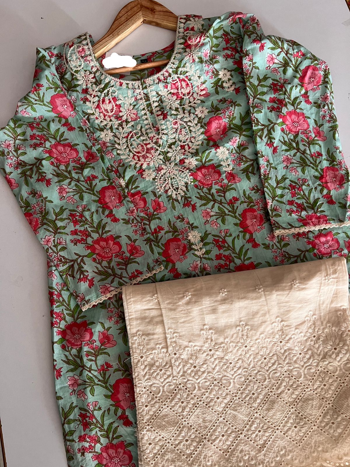 COTTON BLOCK PRINT KURTIE