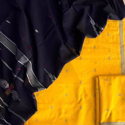 HANDLOOM COTTON KURTA WITH LINEN JAMDANI DUPATTA