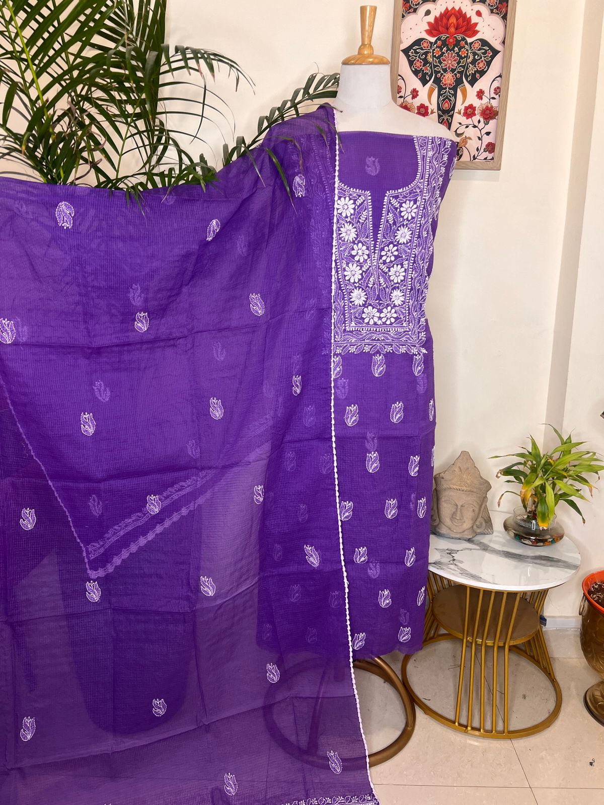 CHIKANKARI KURTA WITH DUPATTA