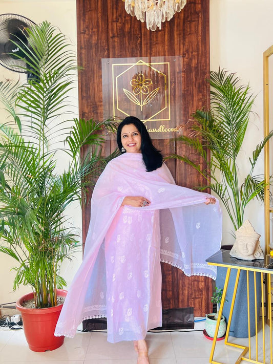 CHIKANKARI KURTA WITH DUPATTA