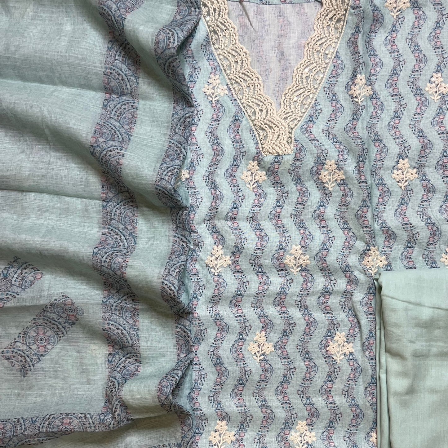 SEMI LINEN THREE PIECE SET