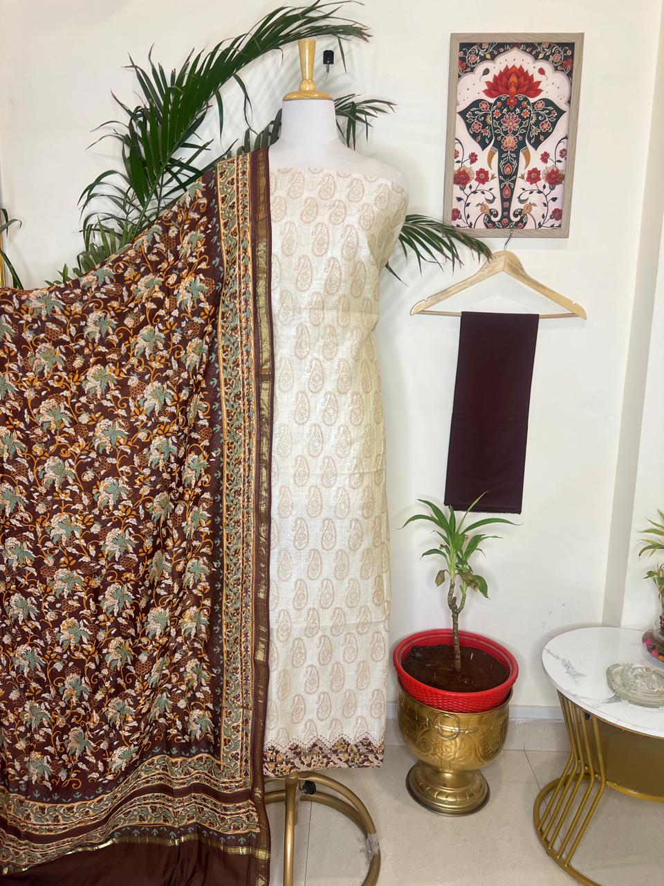 CHANDERI SILK THREE PIECE SET