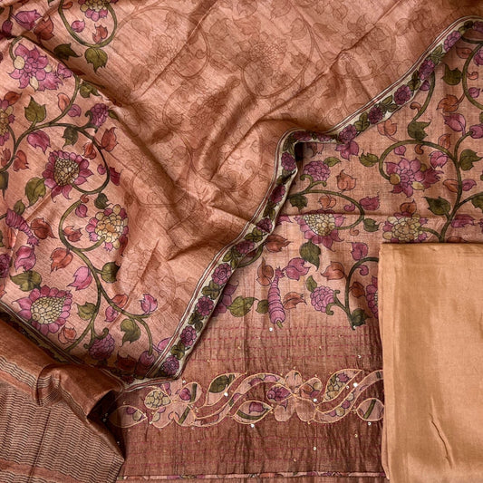 SEMI TUSSER KALAMKARI PRINT SUIT