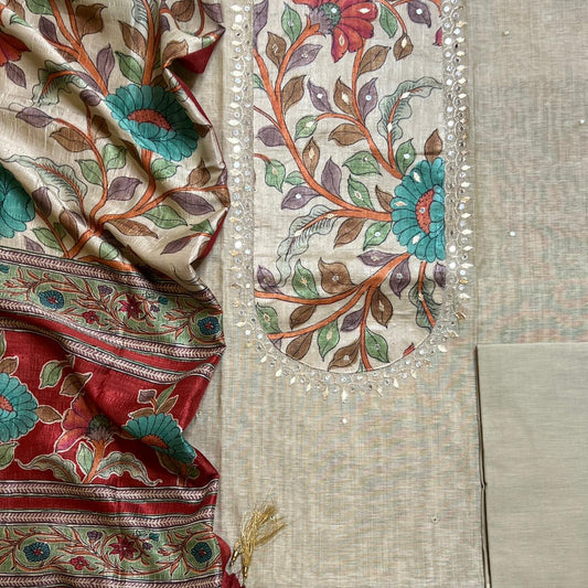 SLUB CHANDERI THREE PIECE SET