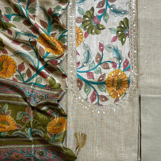 SLUB CHANDERI THREE PIECE SET