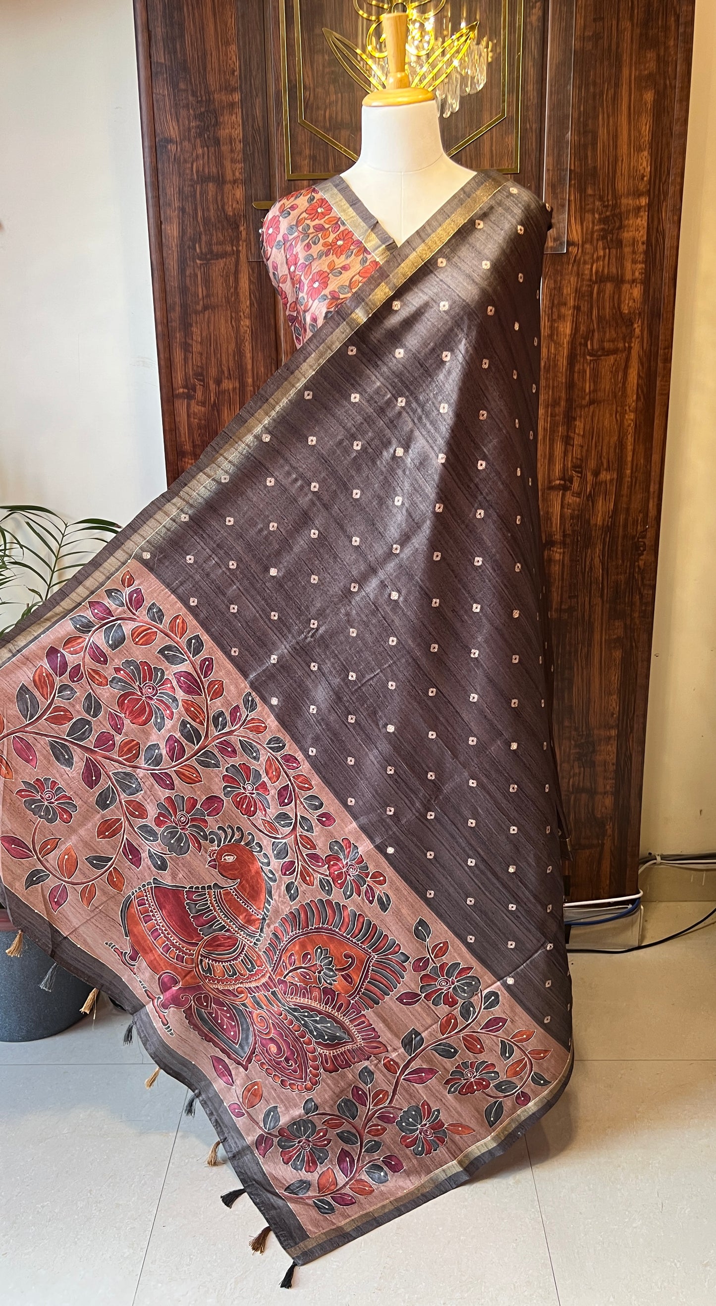SEMI TUSSER BANDHANI SAREE
