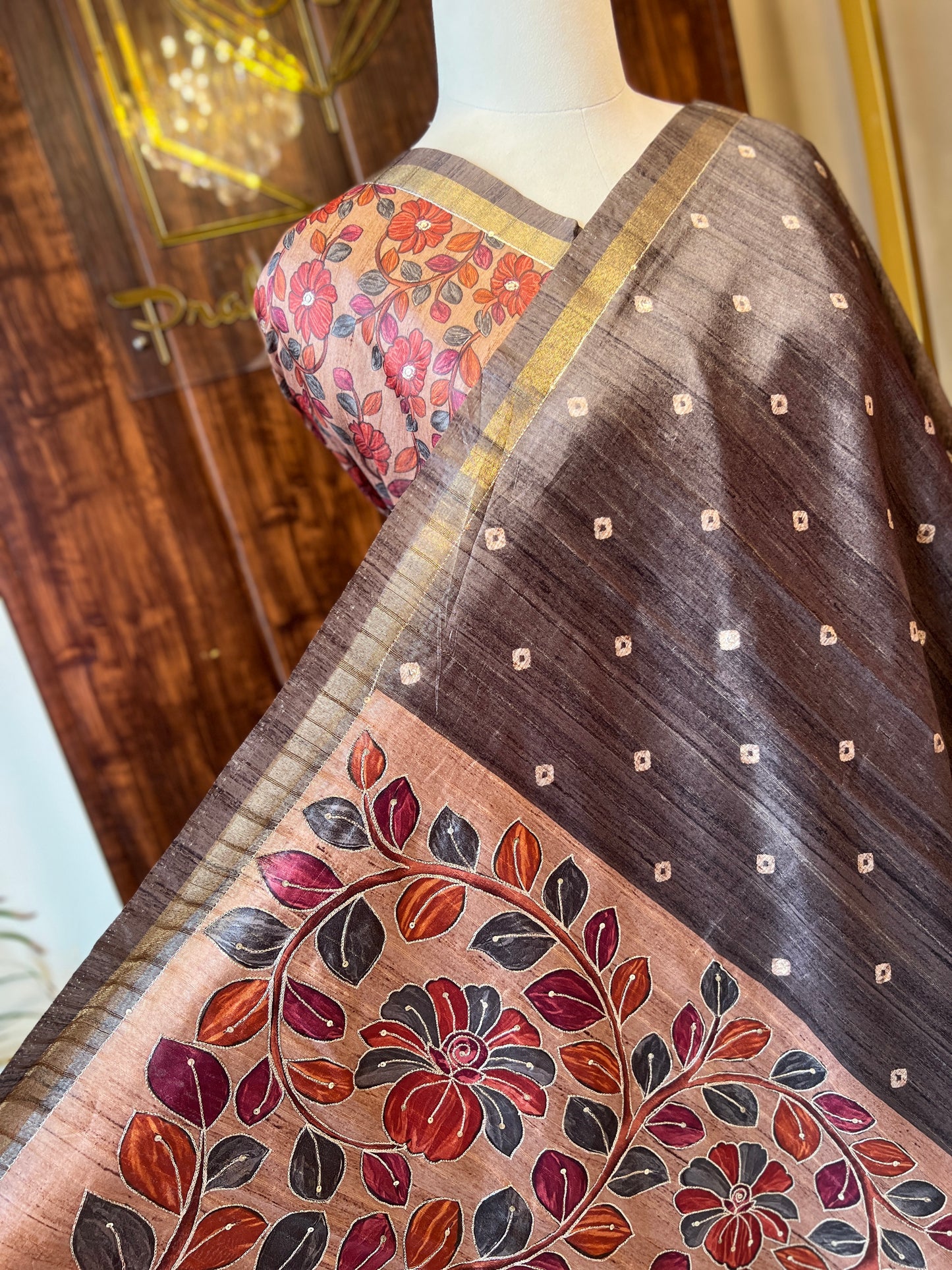 SEMI TUSSER BANDHANI SAREE