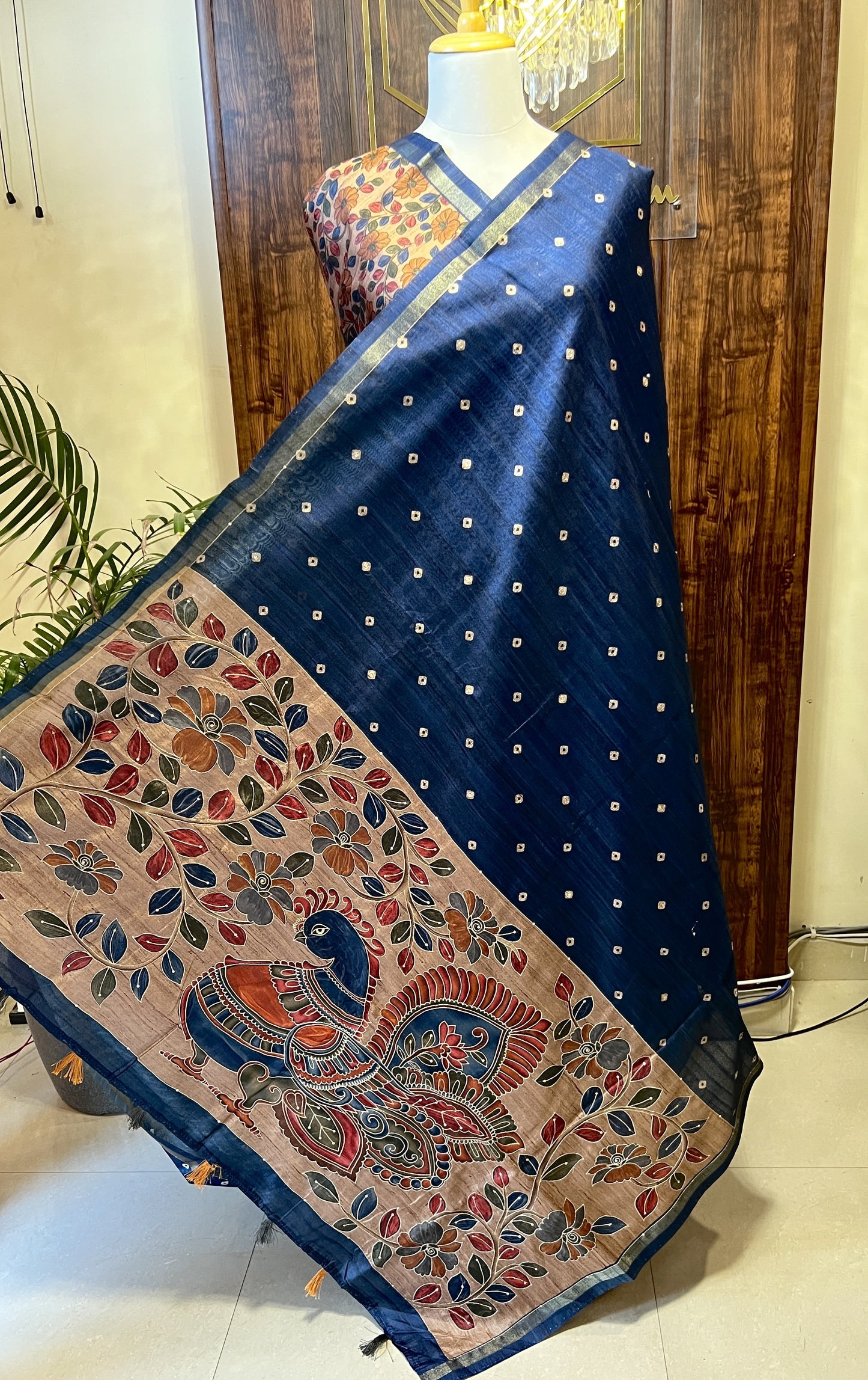 SEMI TUSSER BANDHANI SAREE