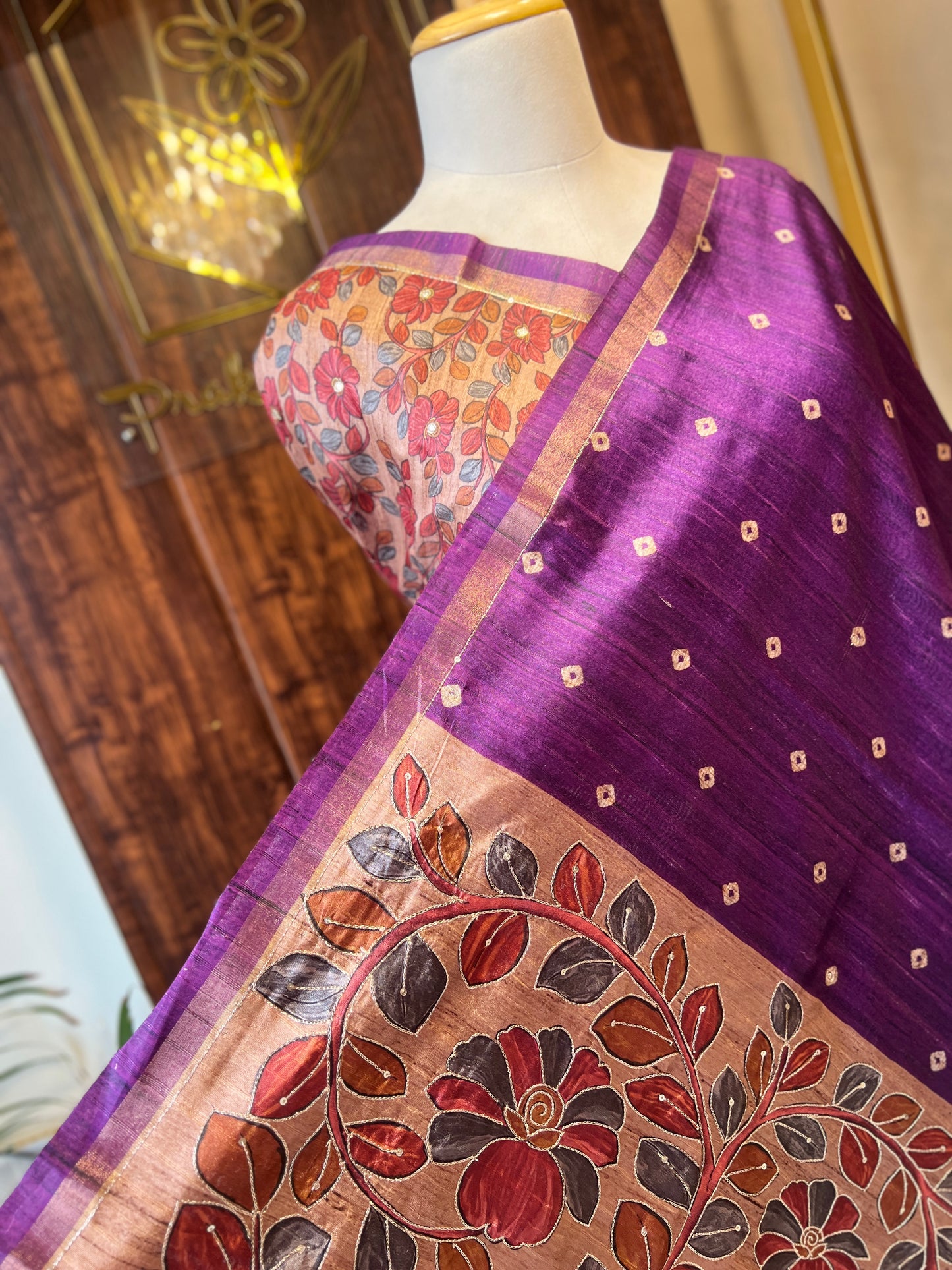 SEMI TUSSER BANDHANI SAREE