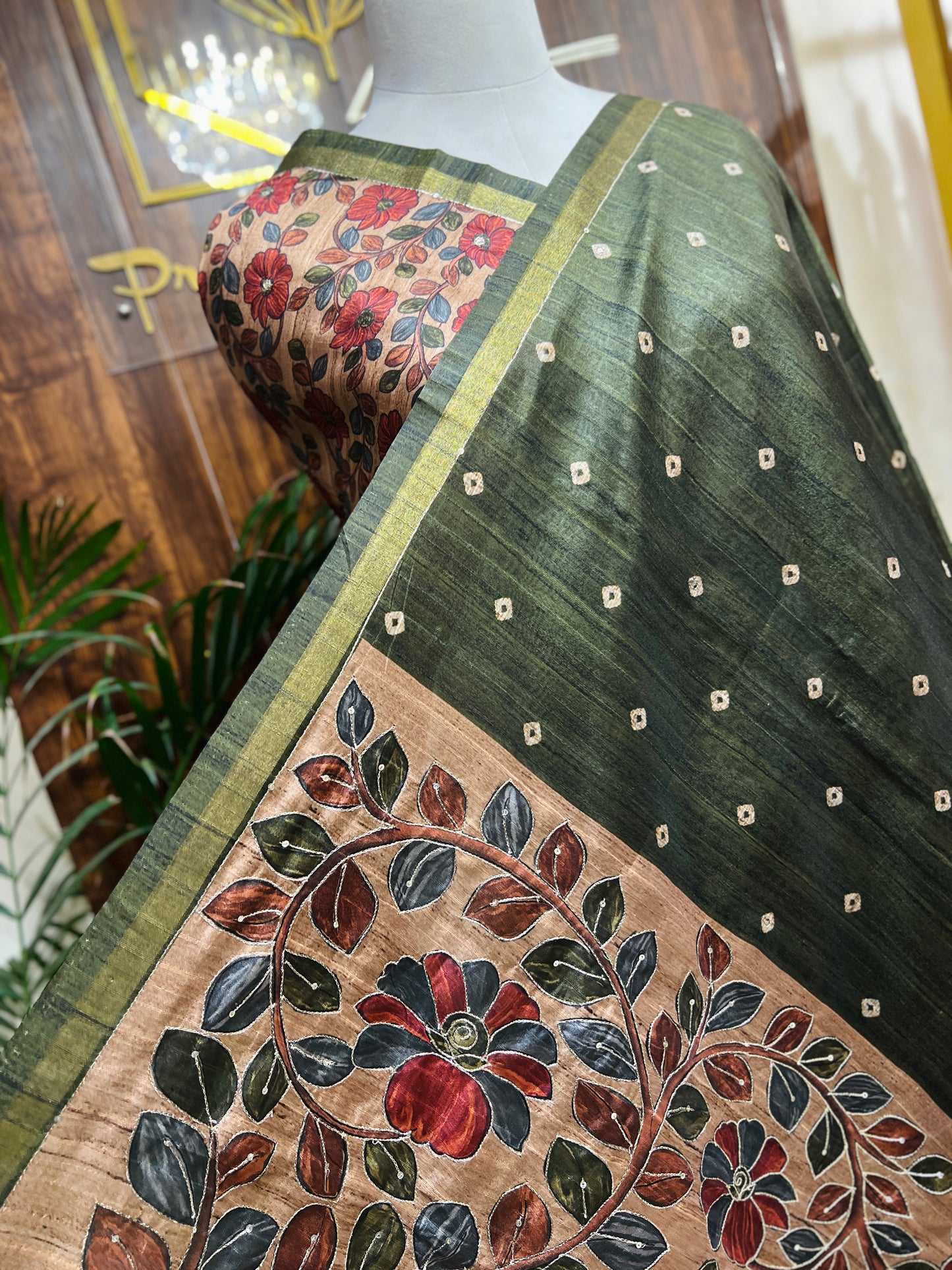 SEMI TUSSER BANDHANI SAREE