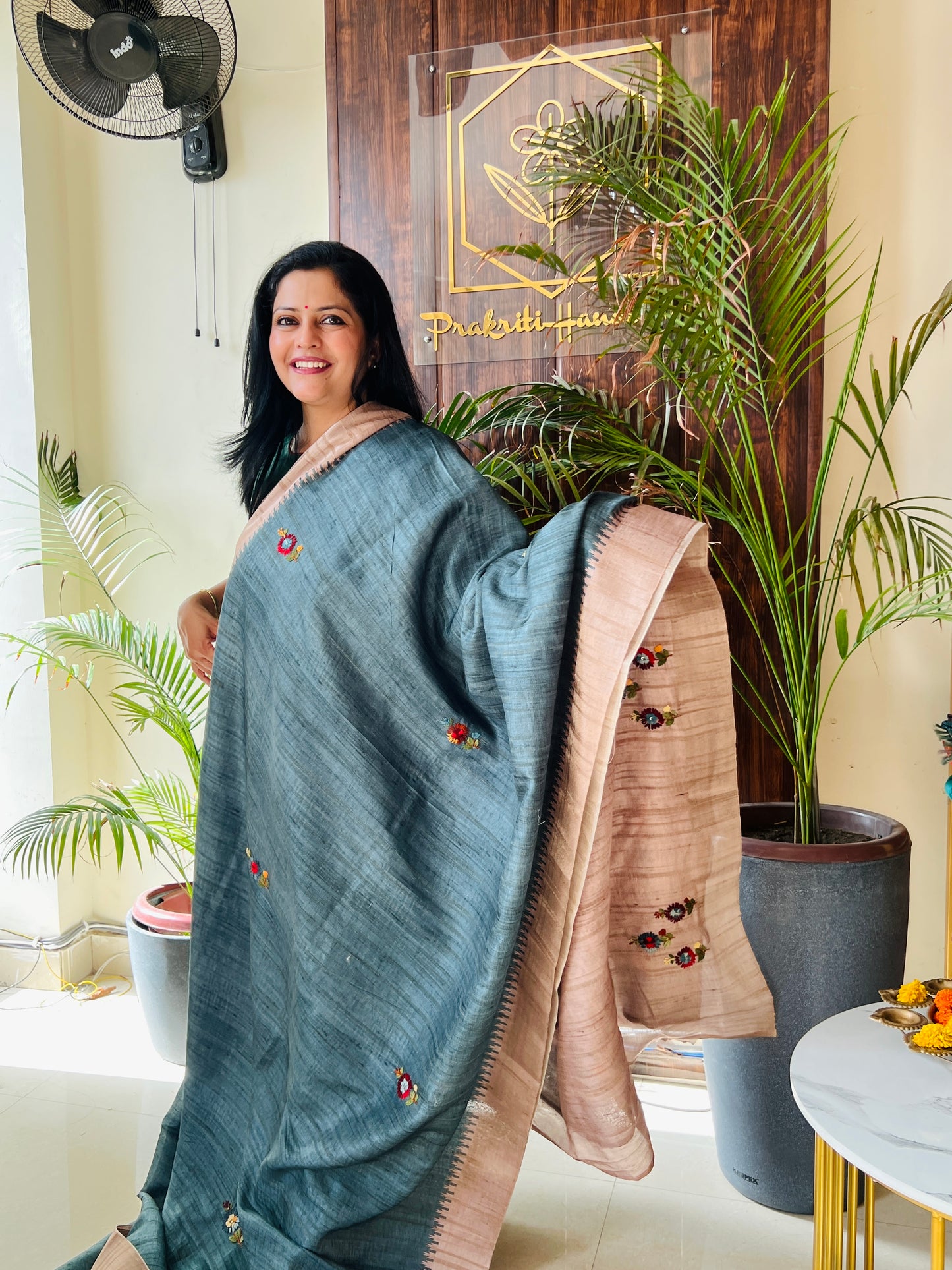 SEMI TUSSER SAREE (PH4389)