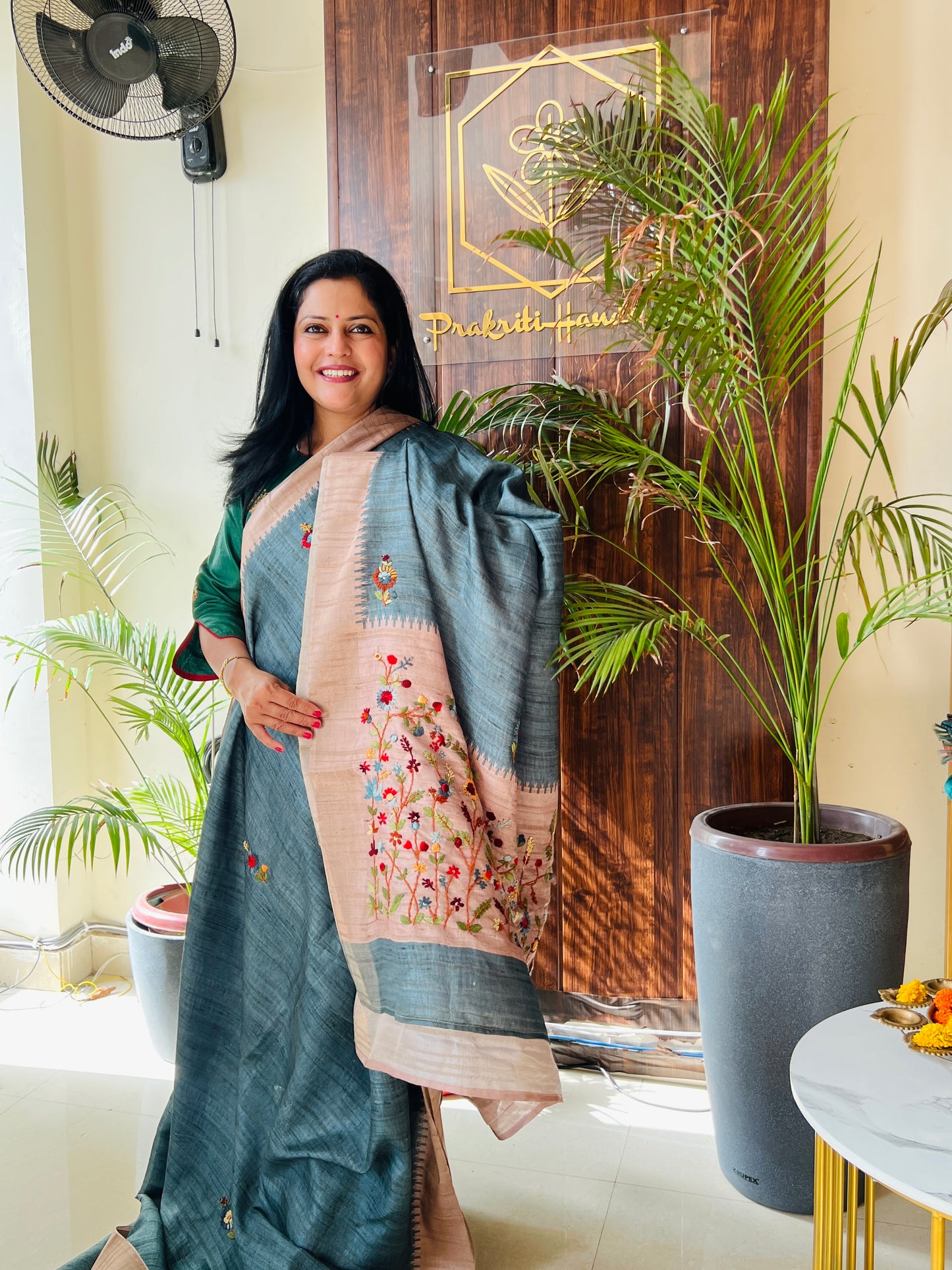 SEMI TUSSER SAREE (PH4389)