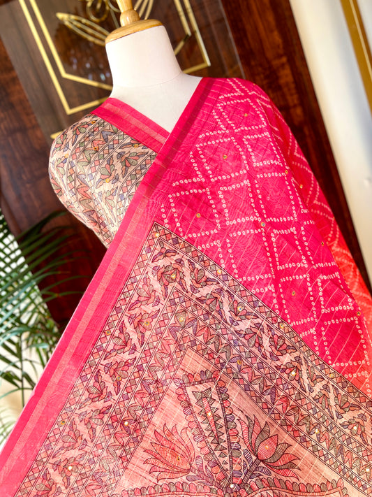 ART SILK MADHUBANI SAREE