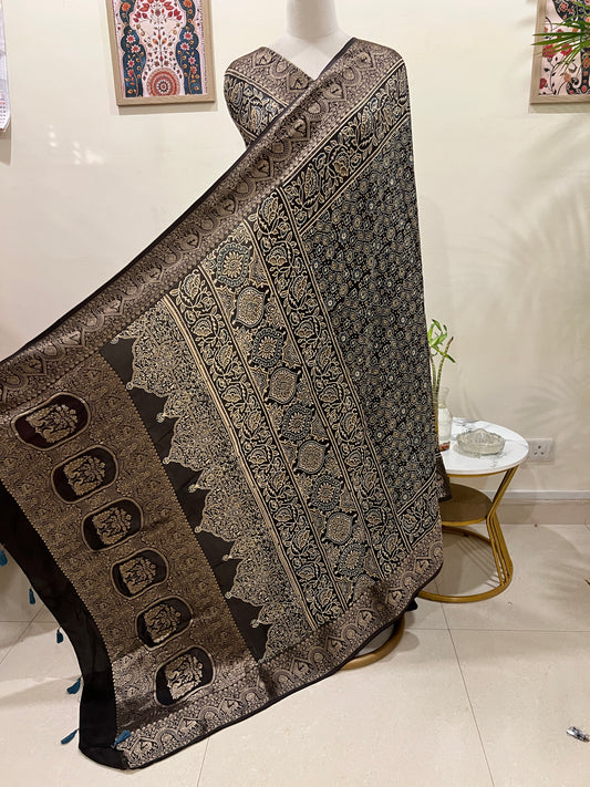 AJRAKH DOLA SILK SAREE (PH4477)