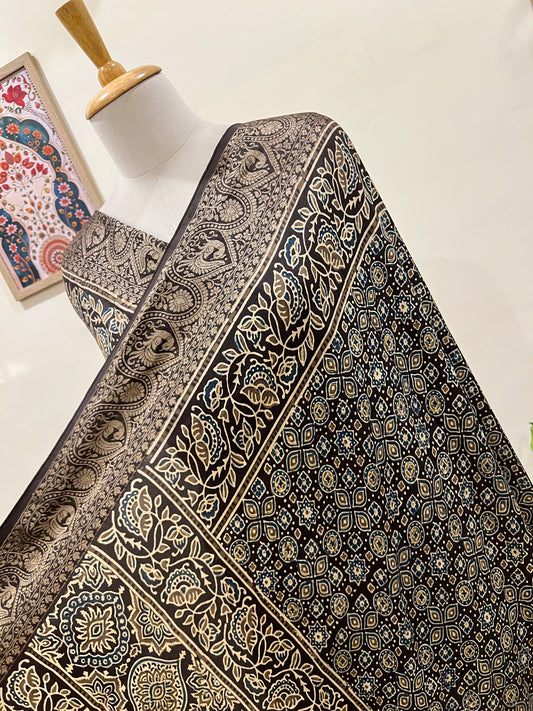 AJRAKH DOLA SILK SAREE (PH4477)