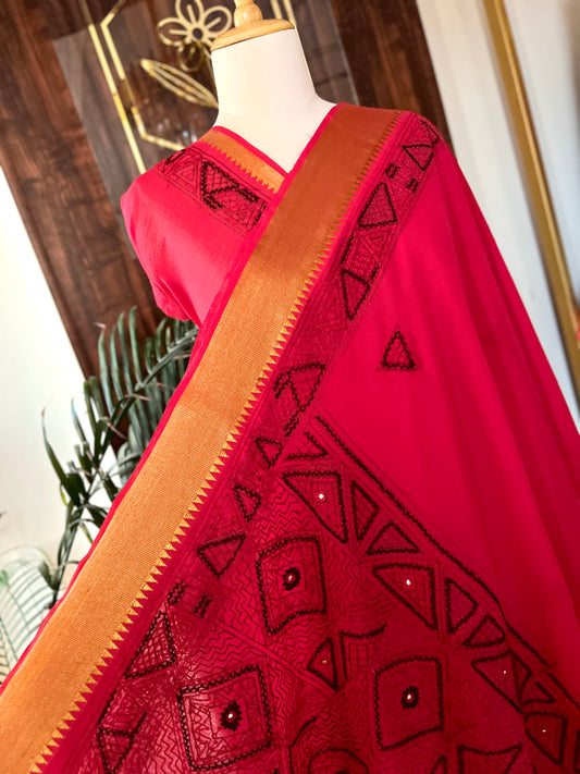 HANDLOOM COTTON CHANDERI SAREE