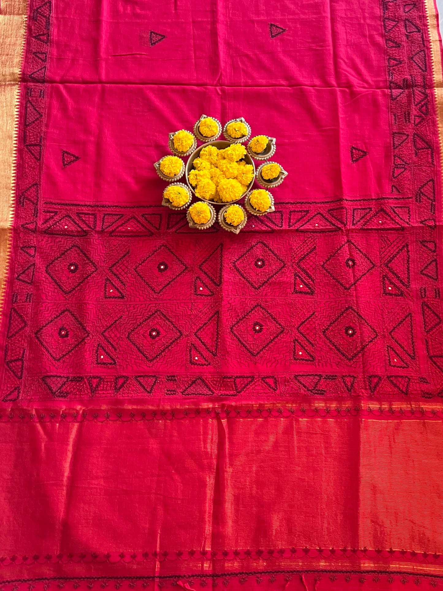 HANDLOOM COTTON CHANDERI SAREE