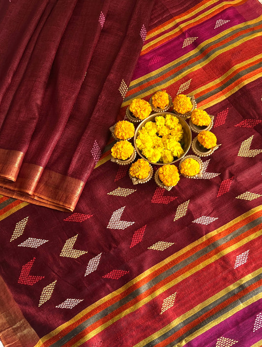 GHICHA TUSSAR SILK SAREE