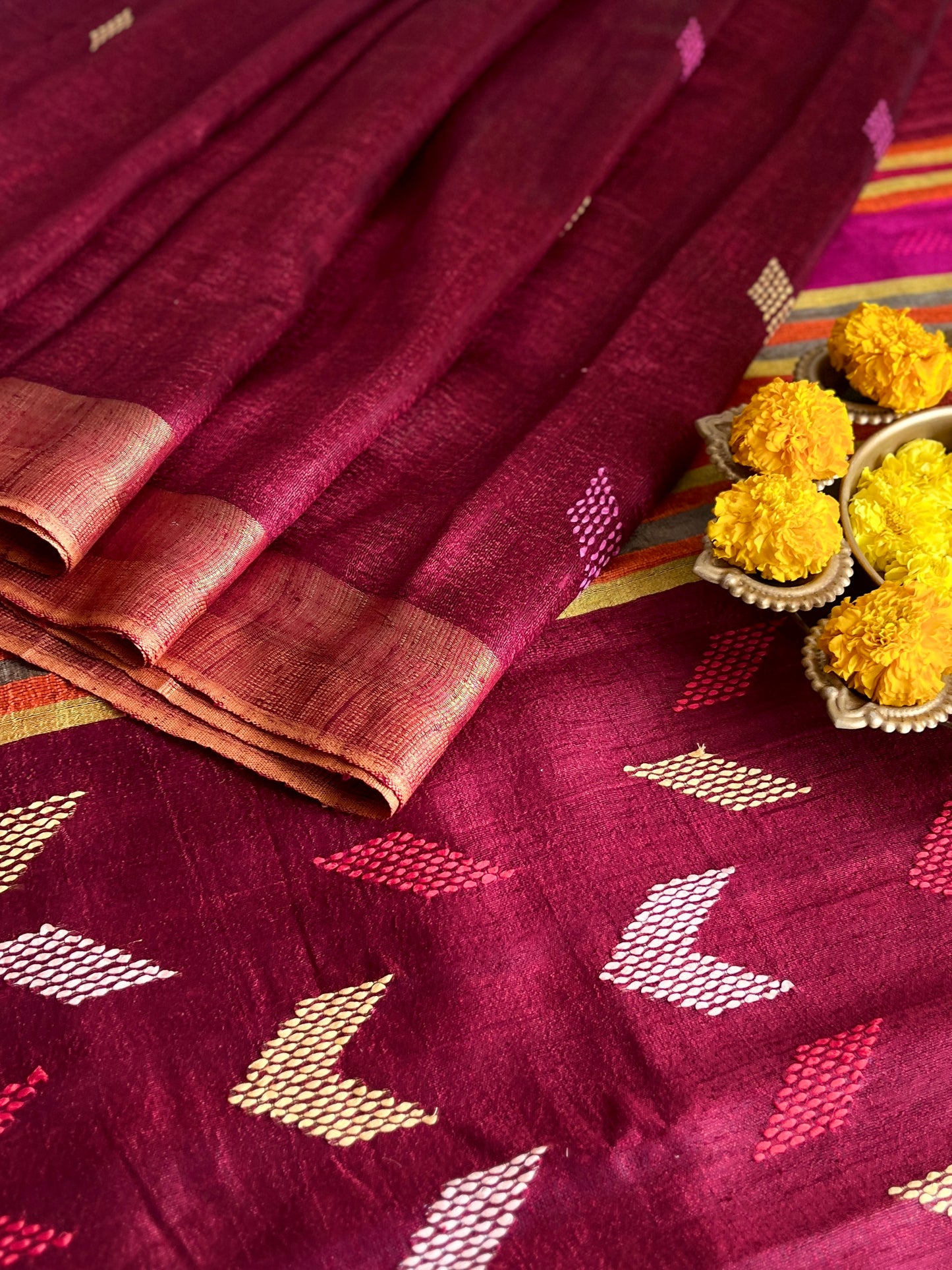 GHICHA TUSSAR SILK SAREE