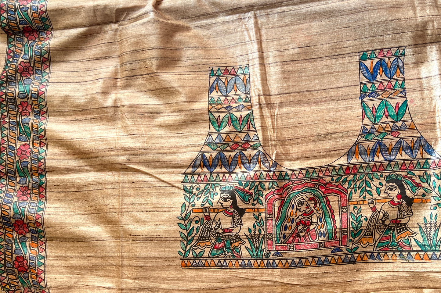 PURE DESI TUSSAR MADHUBANI SAREE