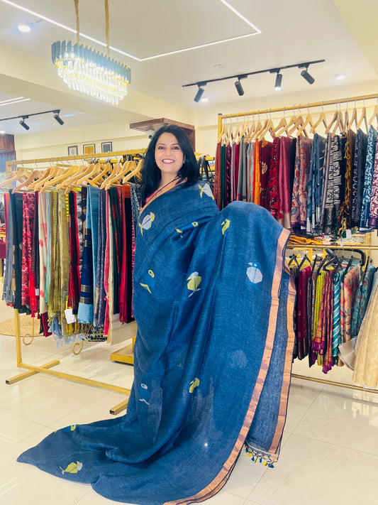 LINEN JAMDANI SAREE (PH4750)