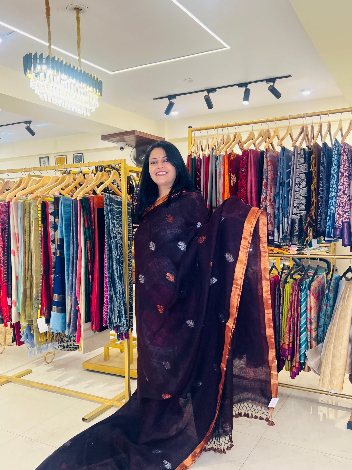 LINEN JAMDANI SAREE (PH4759)