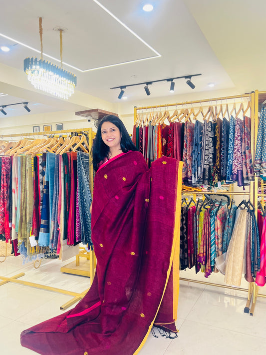 LINEN JAMDANI SAREE (PH4760)