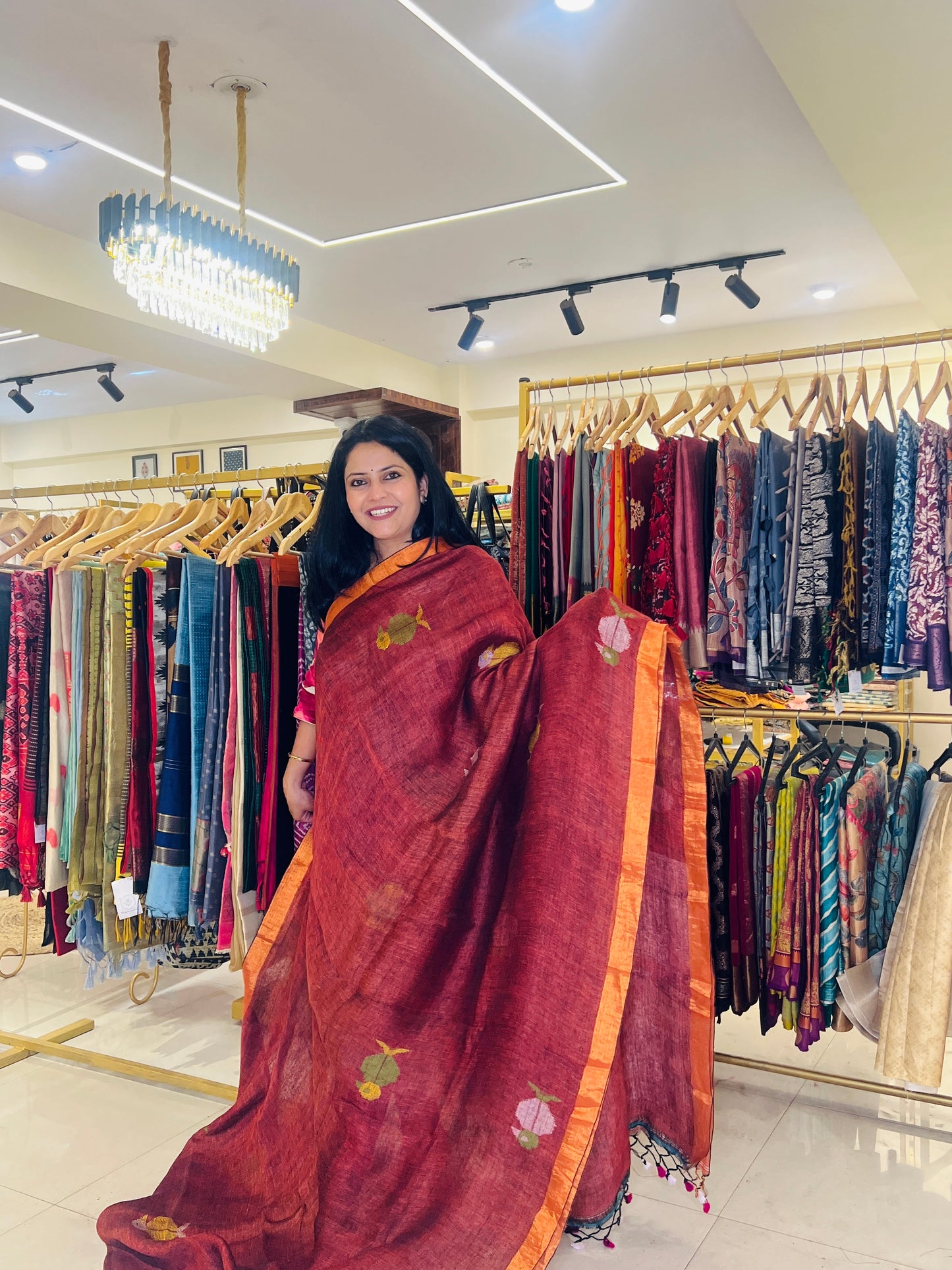 LINEN JAMDANI SAREE (PH4761)