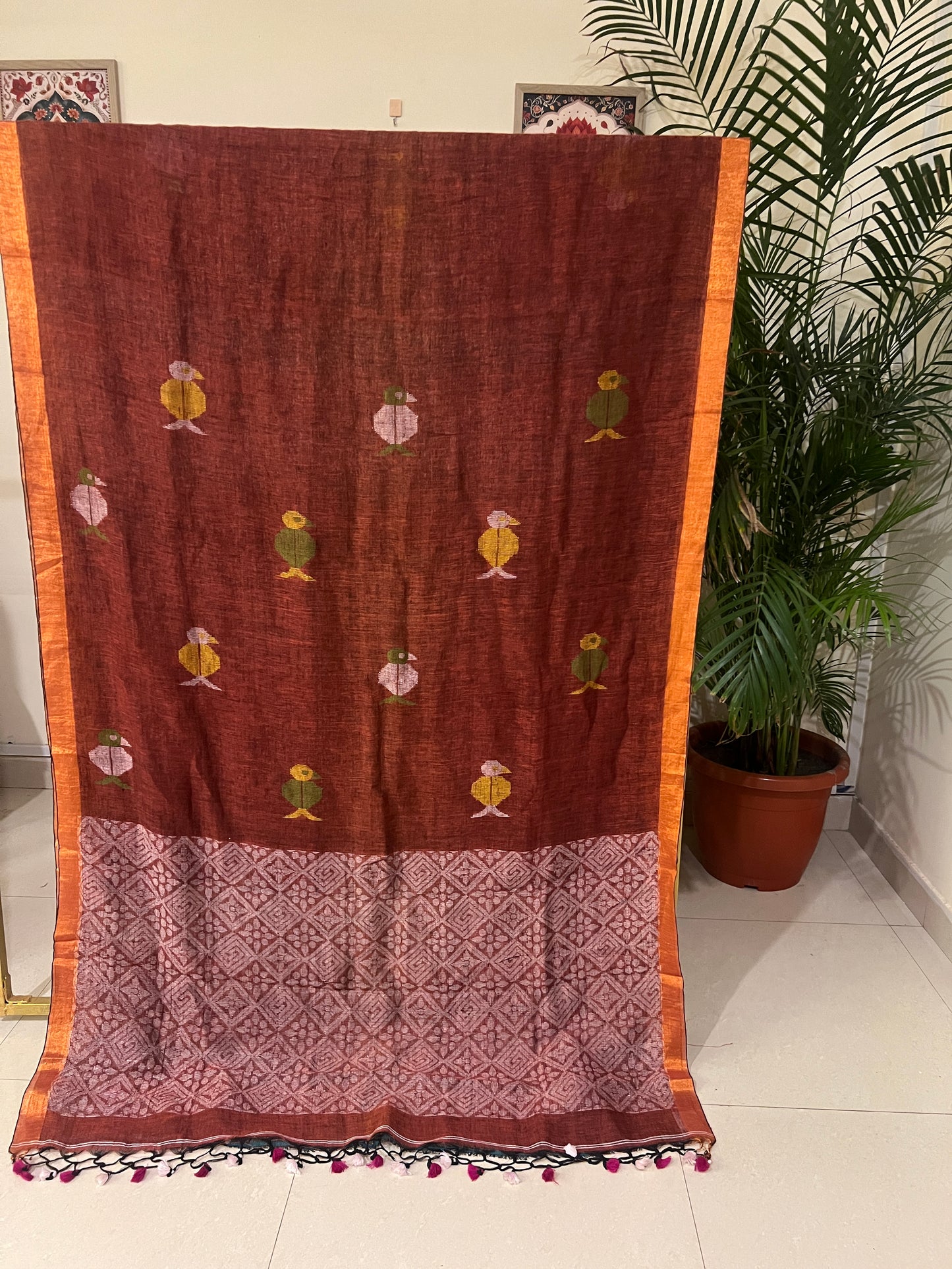 LINEN JAMDANI SAREE (PH4761)