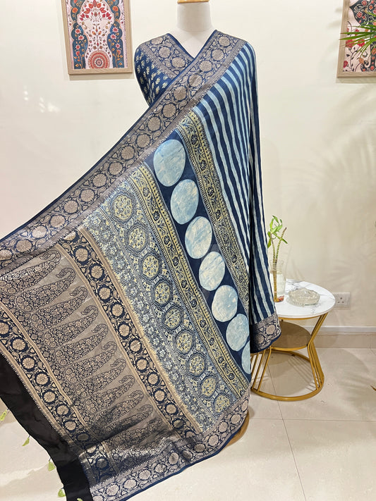 AJRAKH DOLA SILK SAREE (PH4812)