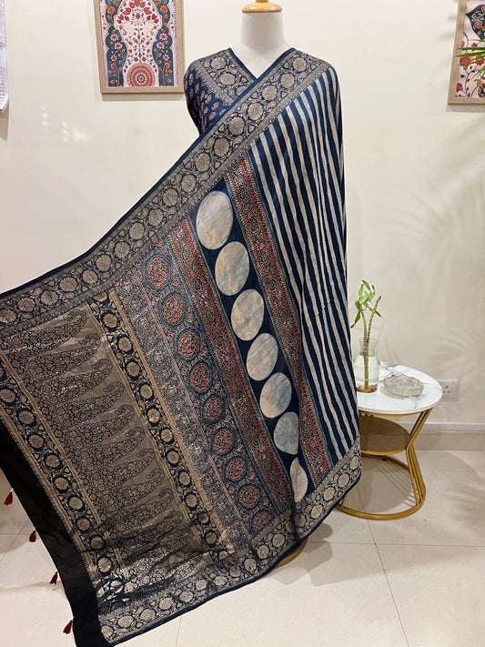 AJRAKH DOLA SILK SAREE (PH4813)