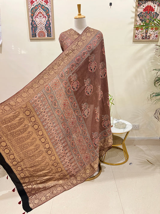 AJRAKH DOLA SILK SAREE (PH4818)