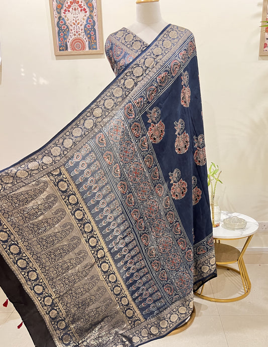 AJRAKH DOLA SILK SAREE (PH4820)