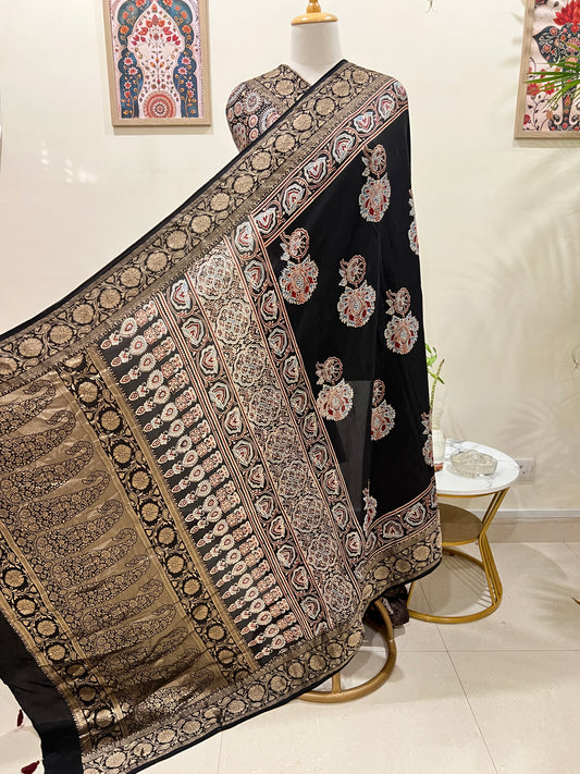 AJRAKH DOLA SILK SAREE (PH4821)